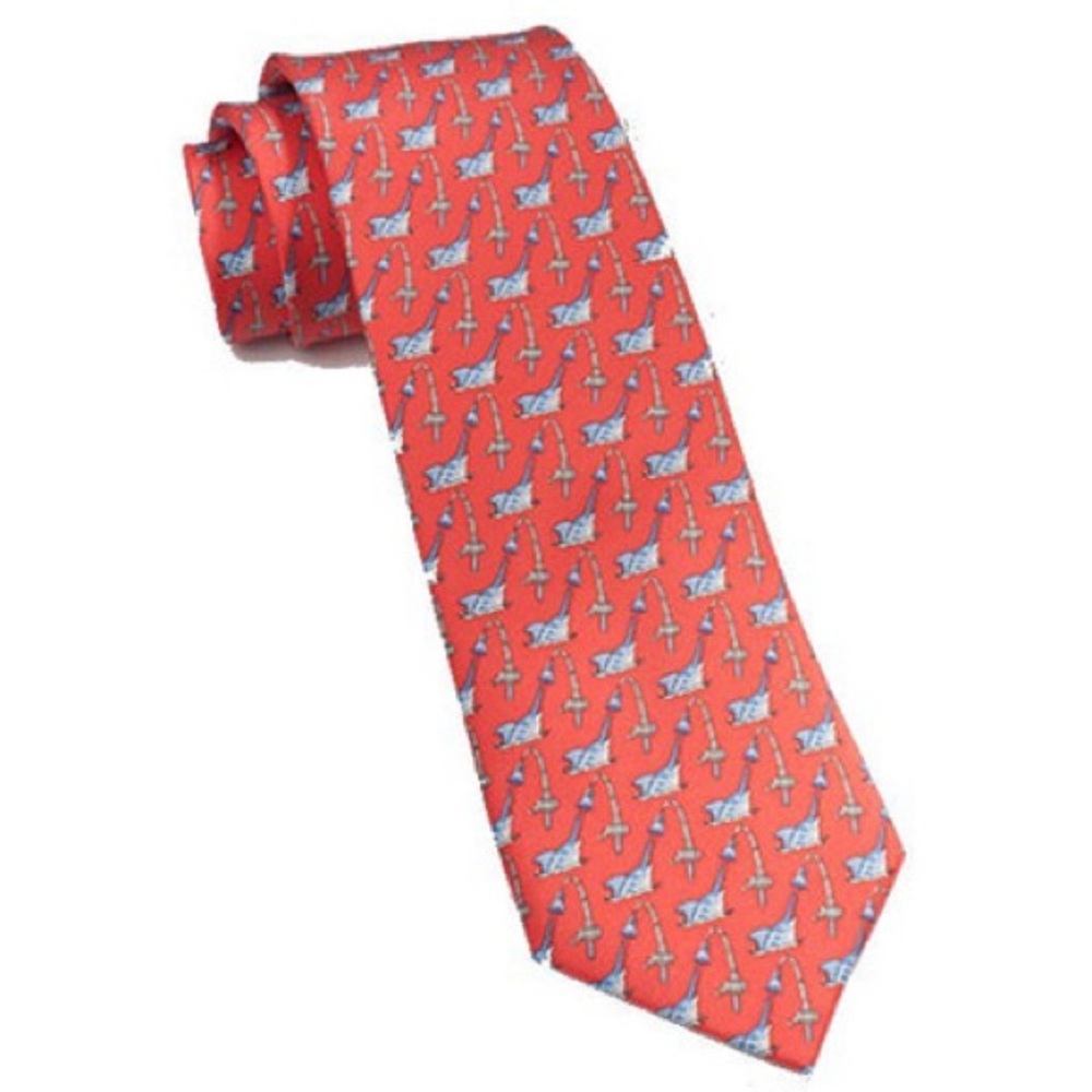 Southern Tide Washed Red‎ Marlin Frenzy Necktie